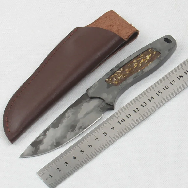 

Fixed Blade Knife 5Cr17MoV Blade integrated steel Handle Outdoor camping tools Hunting knife Survival Knives with leather Sheath