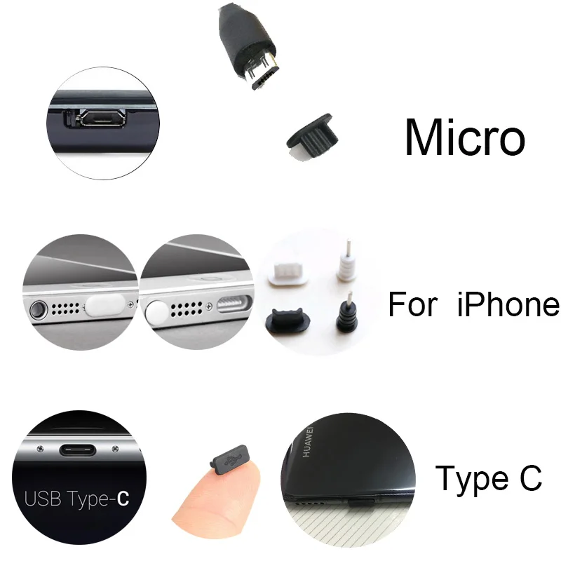 10 шт. зарядный порт для Micro iPhone USB разъем для наушников пылезащитный Разъем Типа C