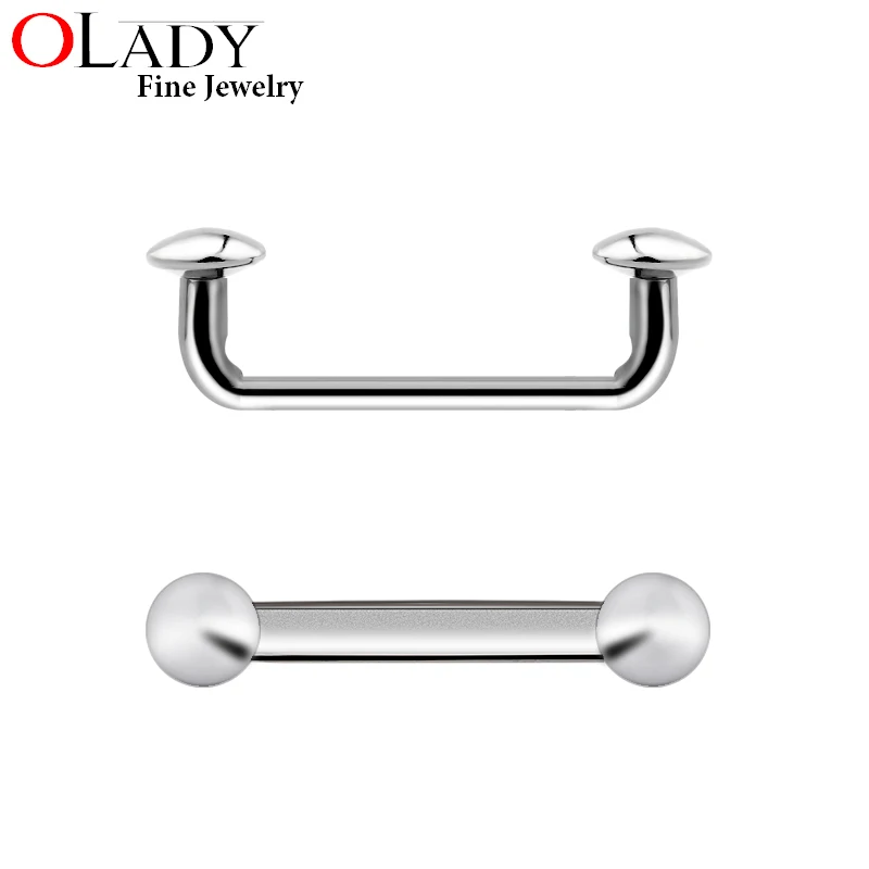 

10PCS 100% Titanium G23 internally threaded Surfacel Barbell With Flat Top Piercing Jewelry silver