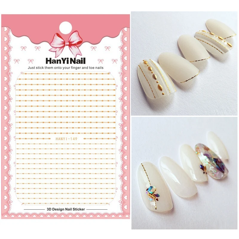 Fashion Gold Color Nail Sticker Decals Gel Polish Nail Art Decoration Self Adhesive Nagel Sticksers For Nail Decoration