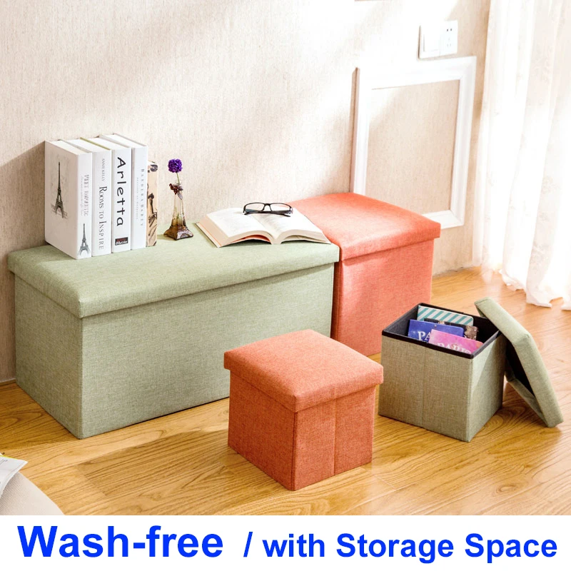 

Wash-free Foldable Sofa with Storage Space Modern Room Shoes Stool Furniture Upholstered Pouffe Footstool Tea Folding Seat