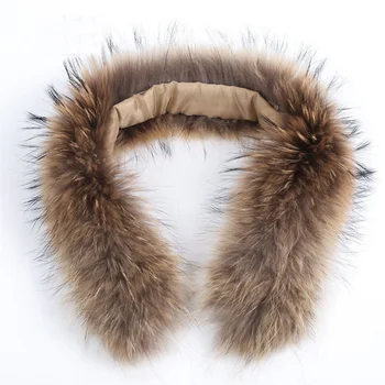 

Winter Real Raccoon Fur Collar 100% Natural Fox Fur Scarfs 70 cm Fashion Coat Sweater Scarves Collar Neck Cap With Button Hole