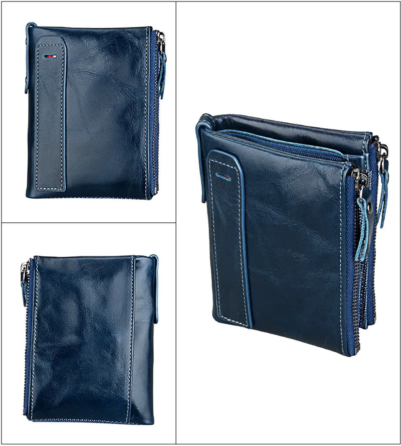 Genuine Crazy Horse Cowhide Leather Men Wallet Short Coin Purse Small Vintage Wallets Anti-RFID Pirate Brush Men Purse (22)