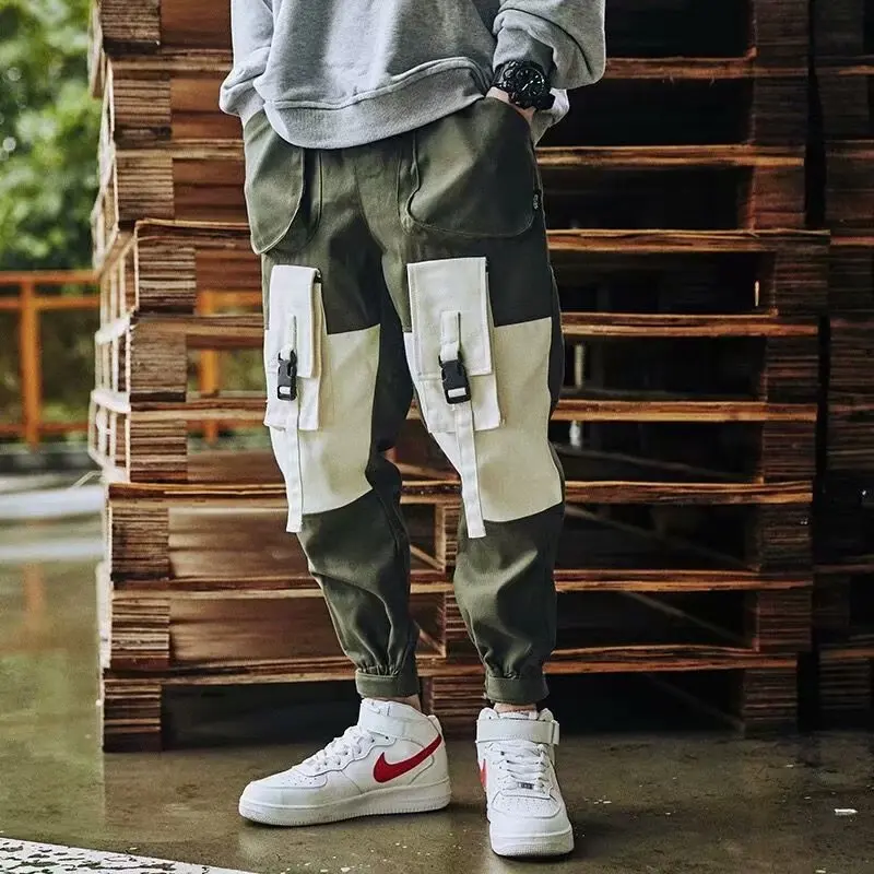 

Fashion Men's Splicing Pants New Style HipHop Overalls Pants New Male Summer Soft Cool Loose Outdoor Streetwear
