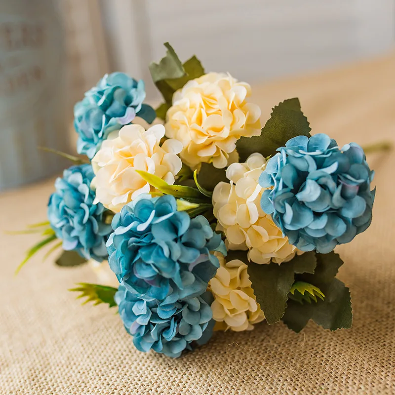 Lucky Wedding Hydrangea Flower Bouquet 10 Heads Silk Artificial Flowers For Home Decoration Arch Party Birthday Decor 10 Colors Lucky Wedding Hydrangea Flower Bouquet 10 Heads Silk Artificial Flowers For Home Decoration Arch Party Birthday Decor 10 Colors