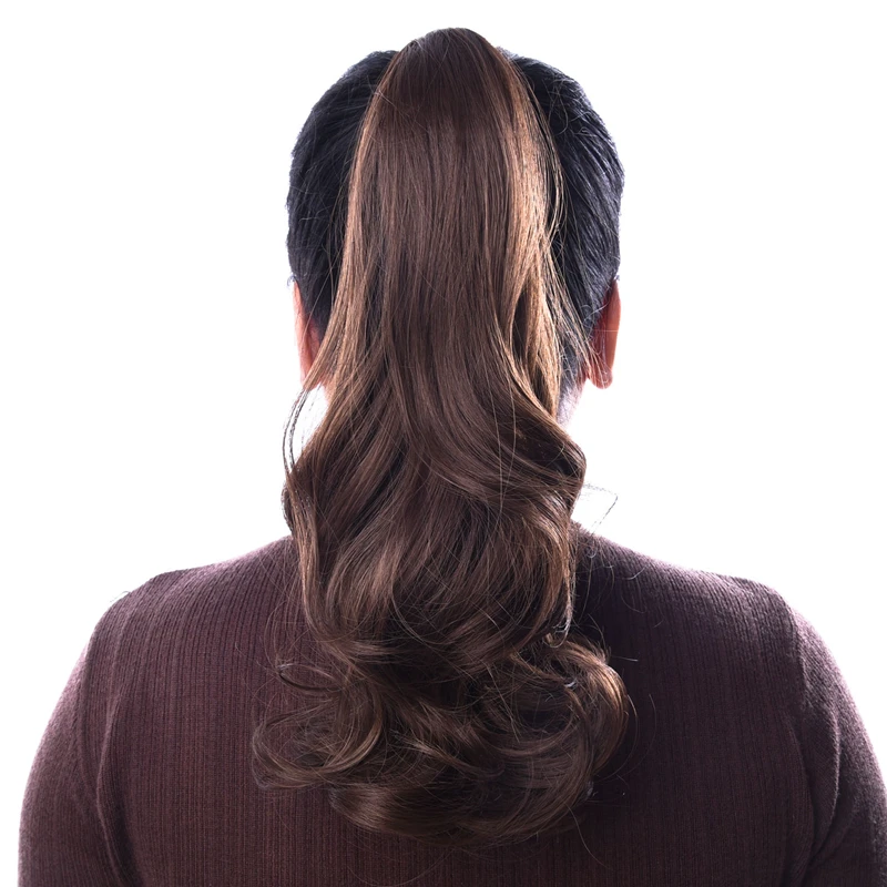  DinDong Warp Ponytail Hair Extension 20 inch Clip In Ponytail Heat Resistant Wavy Wrap Around Synth