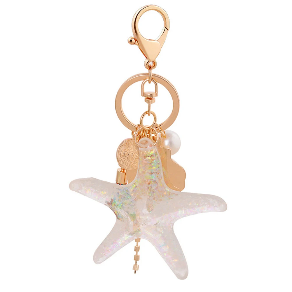 

Fashion Pearl Shell Key Chains Jewelry Cartoon Sea World Key Chain KeyRing Crystal Pendant Keychain Women Gift