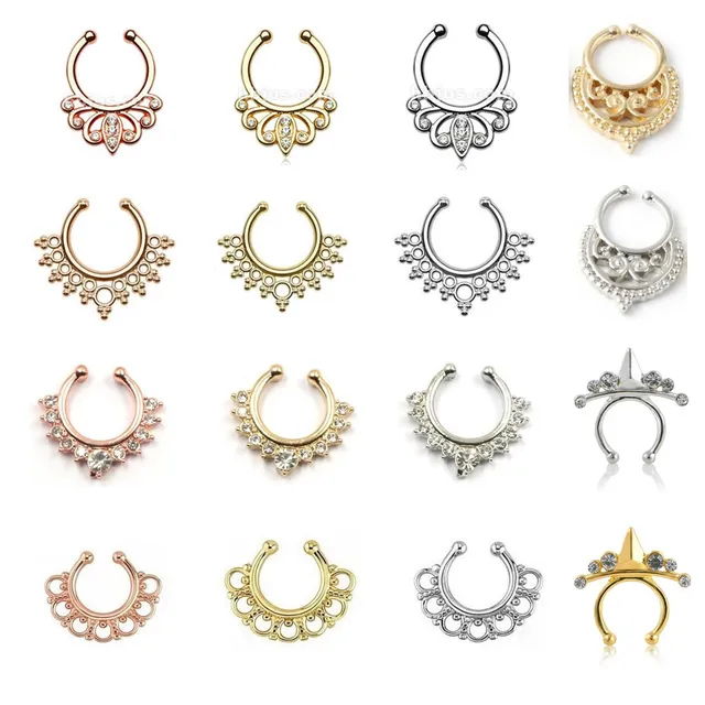 10 pcs/lot Hot selling Varied crystal fake nose rings rose gold