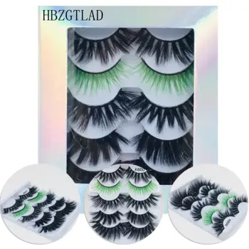 

Green + black 3D Mink Hair False Eyelashes Criss-cross Wispy Cross Fluffy 22mm-25mm Lashes Extension Handmade Eye Makeup Tools