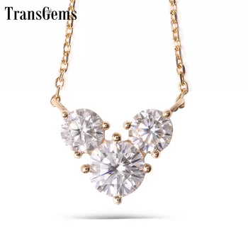 

Transgems 18K Yellow Gold 2 CTW Carat Lab Grown Moissanite Diamond Solid Pendant Necklace Wedding Birthday Gift