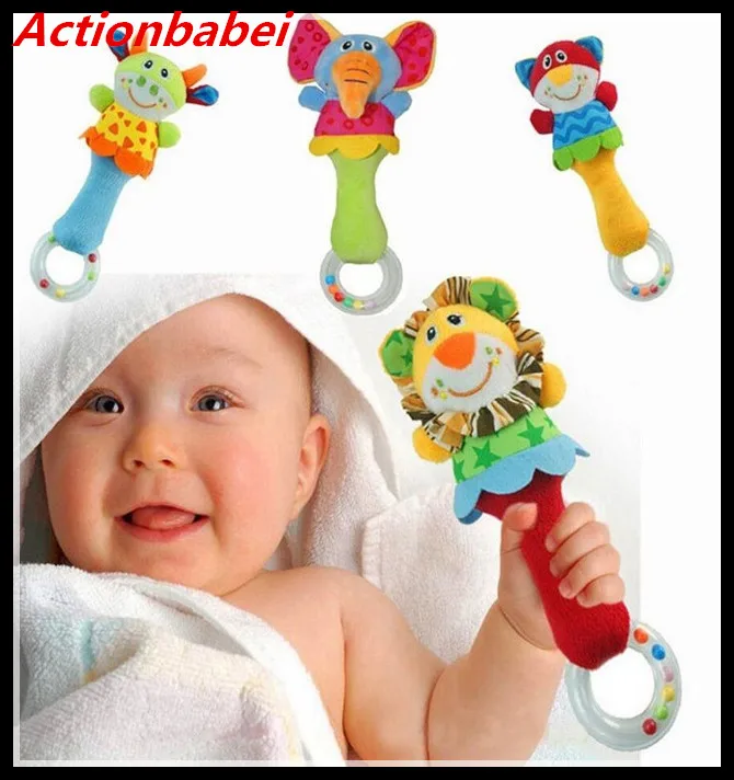 Actionbabei New Baby Boy Toys Rattle Cute Bed Animal Handbells Musical