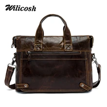 Wilicosh Сумка из натуральной кожи, мужская сумка-мессенджер, сумки через плечо, сумка на плечо, деловая мужская сумка для ноутбука, портфель DF0331