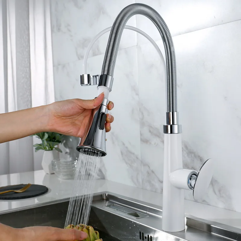 

Nordic kitchen faucet cold and hot water faucet kitchen pull out vegetable basin sink faucet dual-function faucet all copper