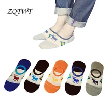 ZQTWT 5 пара/лот высококачественные милые невидимые мужские носки с оленем хлопковые носки Meia Happy мужские носки короткие Смешные Носки мужские 2WZ305