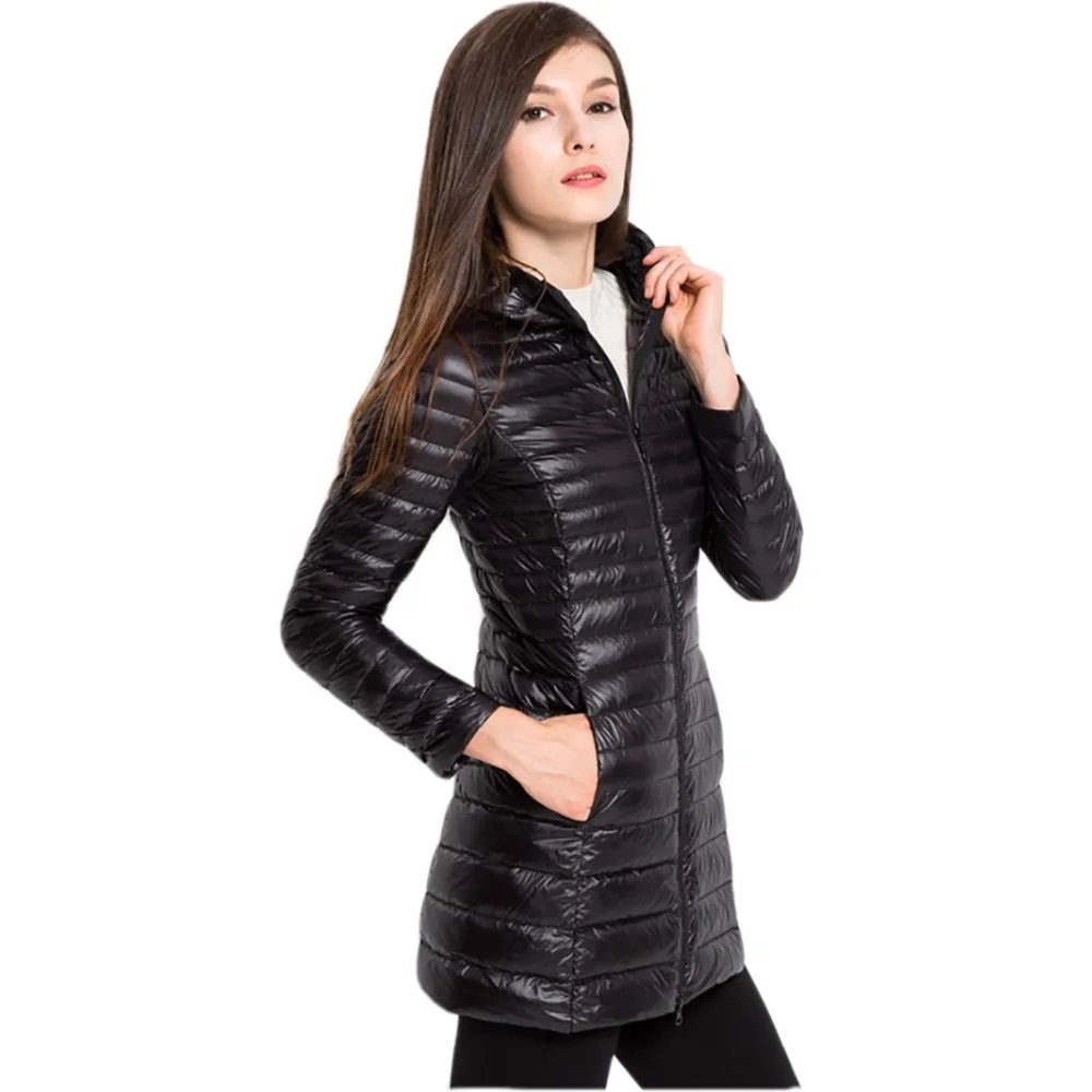 5XL 6XL женский пуховик зимняя теплая куртка с капюшоном ультра светильник 90% утиный пух Куртка парка Повседневная брендовая Длинная женская куртка