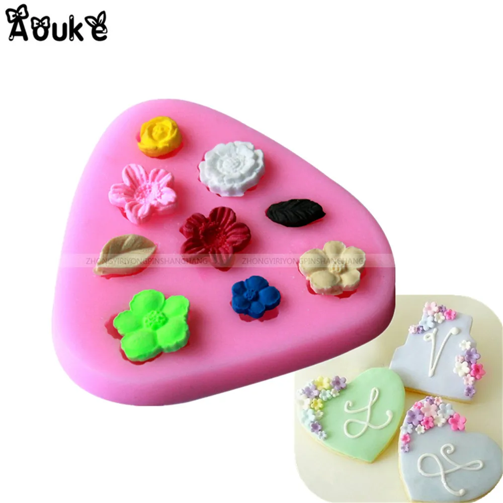 

Variety of flower Embossed Liquid Silicone Cake Mold Biscuits Chocolate Tool Fondant Decorating Tools