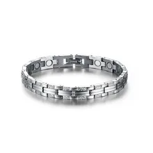 10 шт. светильник браслеты для женщин и девушек с целебным магнитом инкрустация 7,5 дюймов чистый титановый браслет