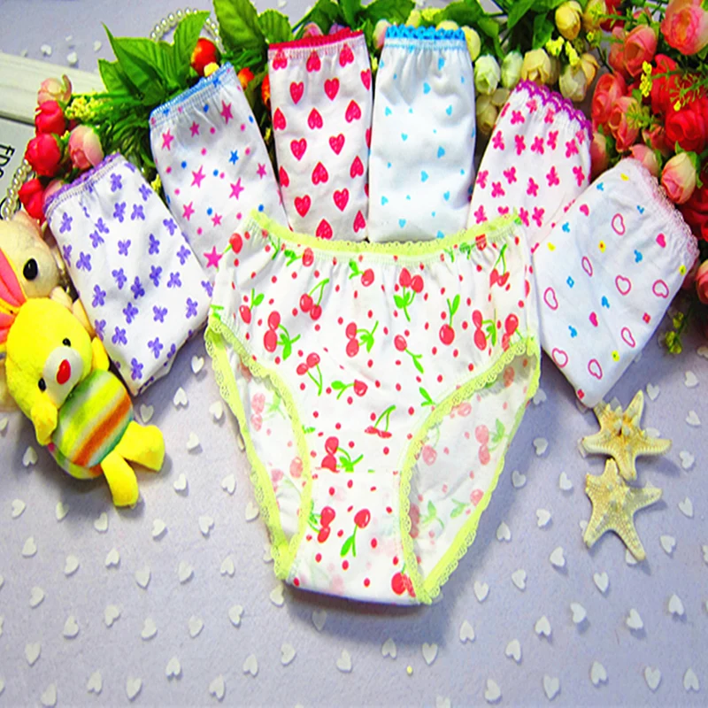 

10pcs/pack Baby Children Girls Underwears Briefs Soft Cotton Panties Cute Printed Kids Toddlers Short Underpants Mixed Color Hot