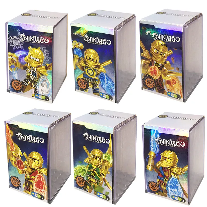 

6 IN 1 Gold Ninjagoed Compatible with LegoINGLYS Action Figures Weapon Model Building Blocks Bricks Christmas Gift Toys