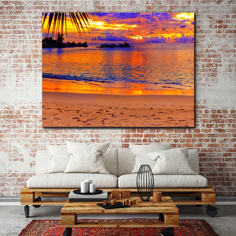 

DIY painted pictures by Numbers with color seascape drawings by digital frame home
