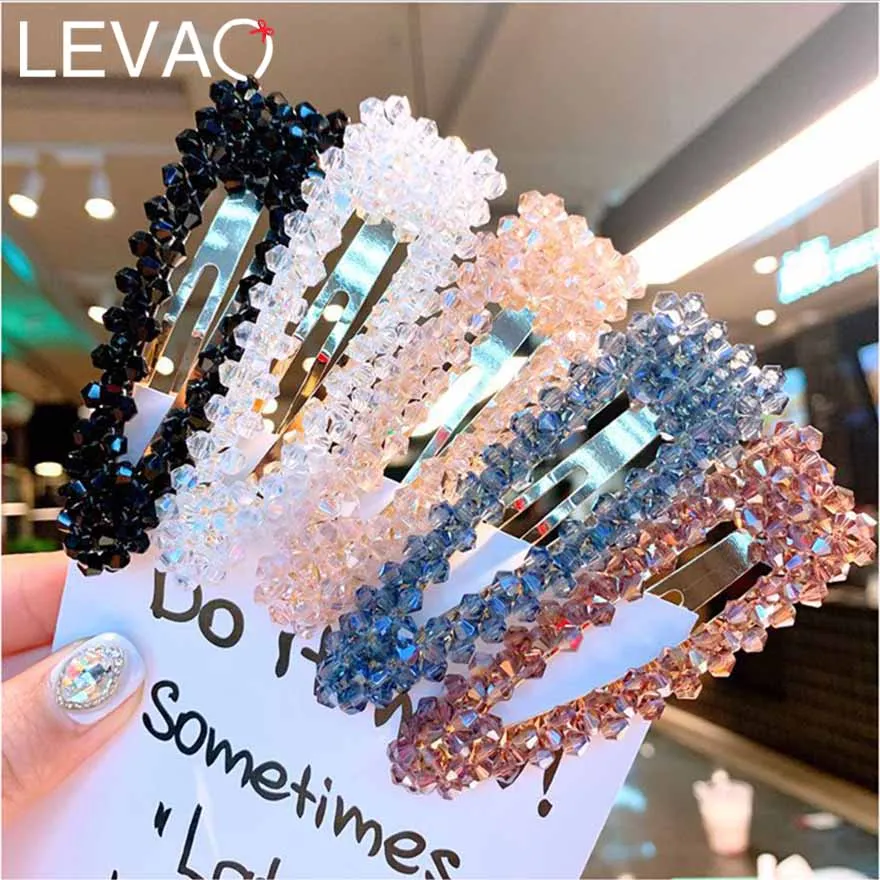 

LEVAO Retro Crystal Square Hollow Hairpins for Girls Simple Muti-color Irregular Drills Geometric Alloy Women Hair Accessories