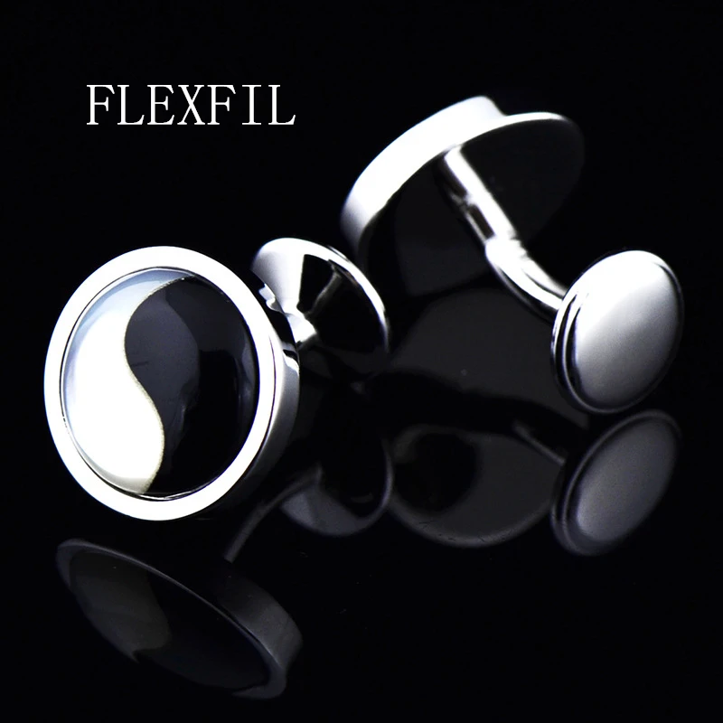 

FLEXFIL jewelry Fashion shirt blue cufflink for mens Brand Cuff link Button Quality Luxury Wedding Groom Male Free Shipping