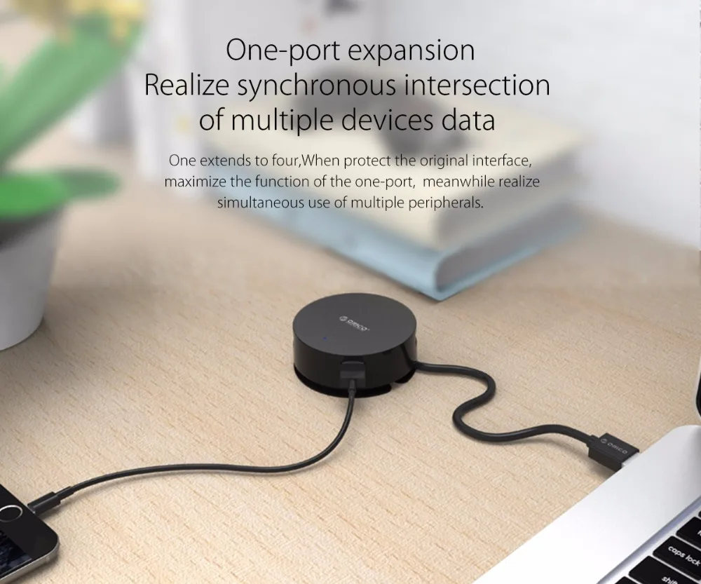 ORICO LHA-U3 4 Порты и разъёмы Windable USB3.0 концентратора 20 см Портативный кабель Mini Размеры Поддержка приводной бесплатно и горячей замены-черный