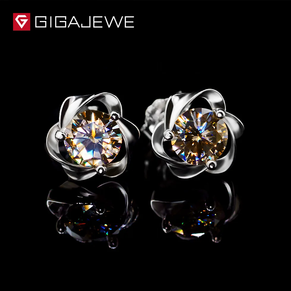 Серьги GIGAJEWE с муассанитом ювелирные украшения из жёлтого муассанита круглым