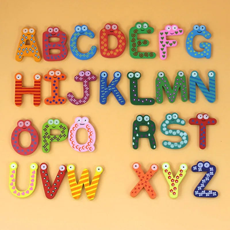 26 шт. 26 алфавит на магнитах деревянные магниты на холодильник наклейки на холодильник Мультяшные красочные детские игрушки для детей развивающие