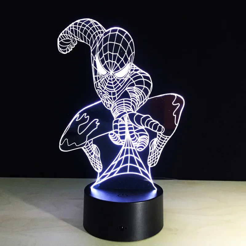 Superhero Spiderman 3D Light Acrylic Optical Illusions Light Lampe RGB