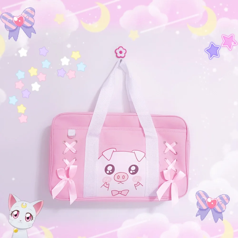 

Japanese Anime Lolita Girls JK Uniform Handbag Pig Cat Bear Print Student Shoulder Bag COS Shoulder Bag Women Messenger Bags