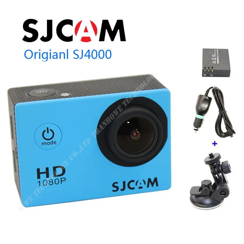 Оригинальная SJCAM SJ4000 Full HD 1080 P Водонепроницаемый Спортивная экшн-камера DVR+ экстро аккумулятор 1 шт+ автомобиля Зарядное устройство+ держатель