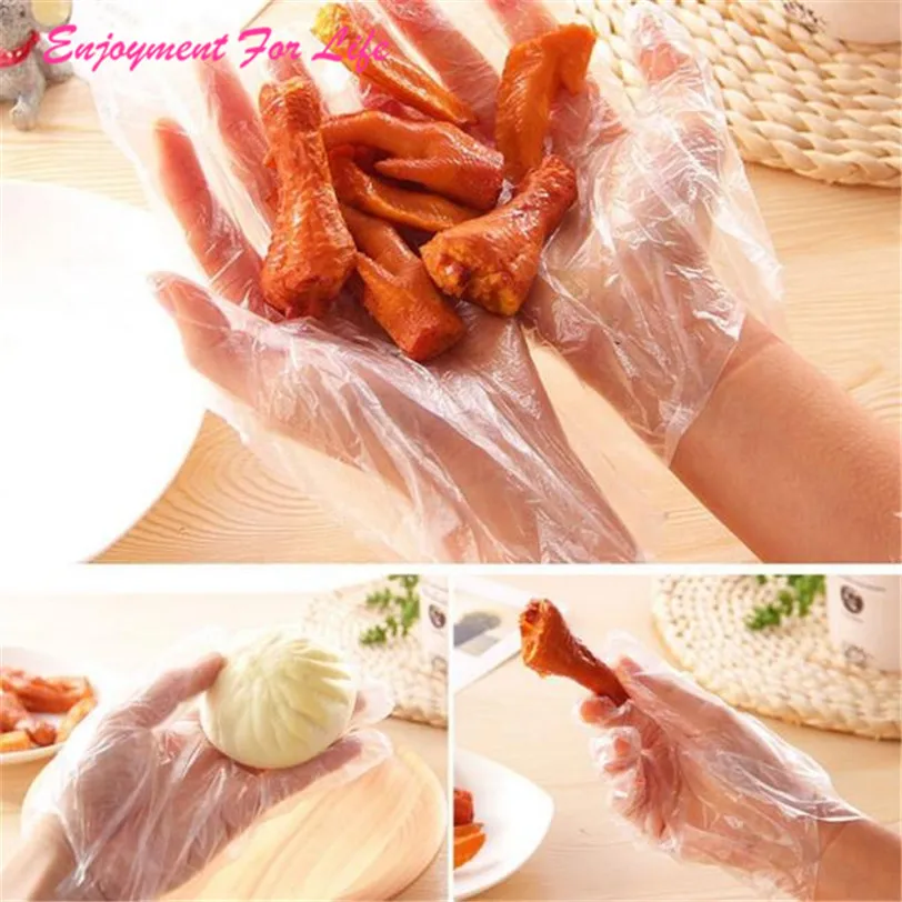 

100pcs Eco-friendly Plastic Disposable Gloves Restaurant Home Service Catering Hygiene For Food/Cleaning/Cooking Kitchen Garden