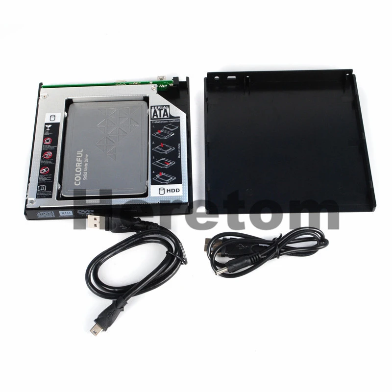 Heretom USB2.0 12.7mm SATA To SATA RW CD DVD-ROM Enclosure External Optical Drive Case casing hdd external 3.5