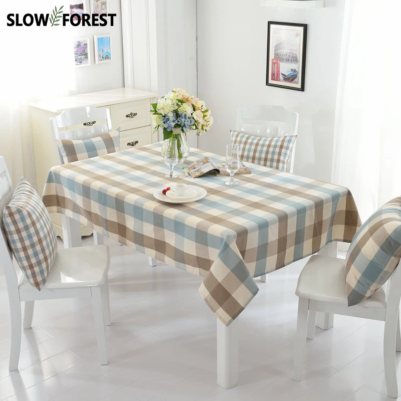 Slow Forest Country Style TableCloth Waterproof Lattice Table Cloth Cotton Fabric Kitchen Rectangular Plaid Cover
