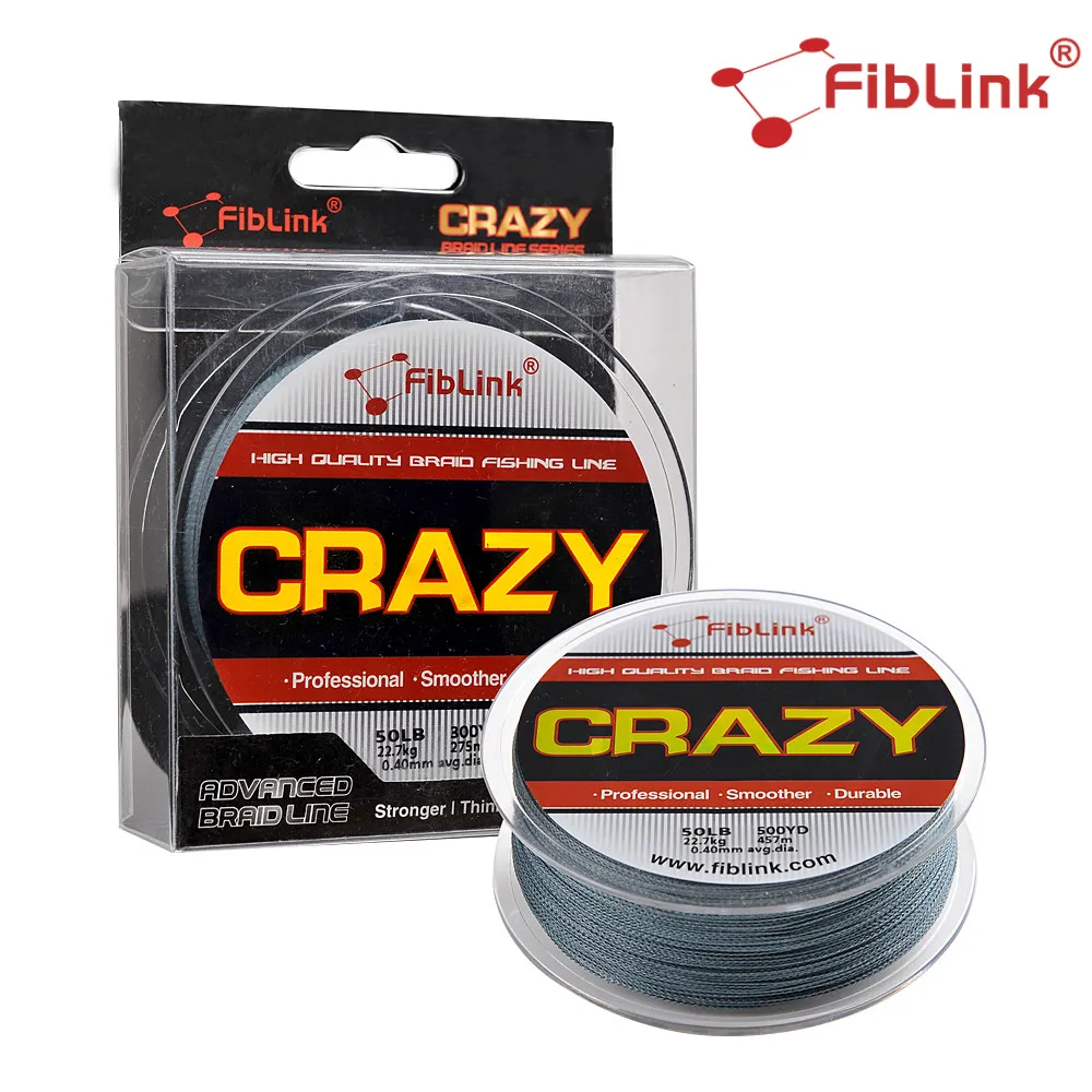 Fiblink 457M 500 Yards PE Braided Fishing Lines Gray 4 Strands 10Lb