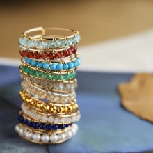 Натуральный камень кольцо, бижутерия ручной работы золотое покрытие пользовательское кольцо Бохо натуральный Кристалл Anillos Mujer Bague кольца для Для женщин