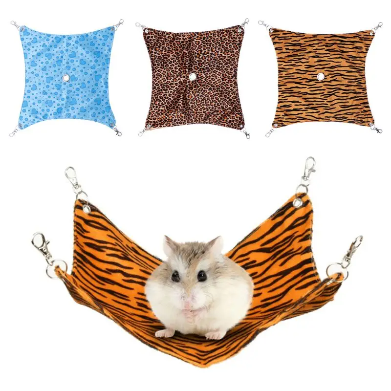 Pet Hammock Soft Comfortable Fleece Small Animals Squirrel Hamster Sleeping Bed Swing Toys Play Hole Hanging Cage Decoration |
