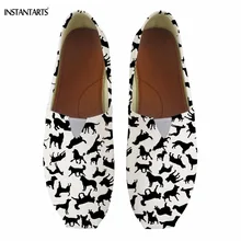 INSTANTARTS Симпатичные силуэт кошки/собаки/лошадь стадо узор Обувь на плоской подошве без шнуровки для девочек летние ленивый ткани обувь дышащая обувь