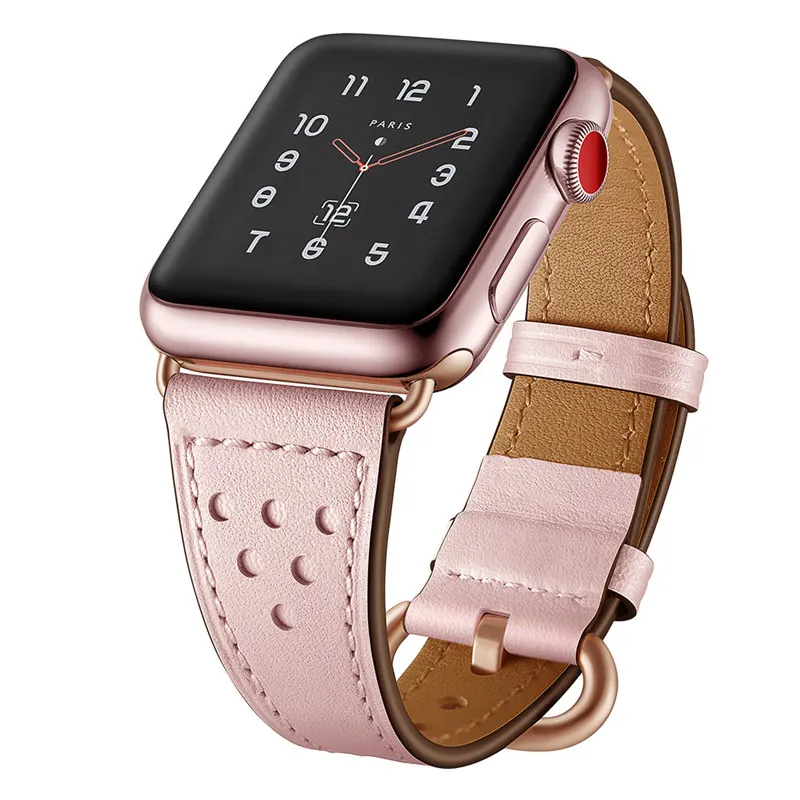 ASHEI Newest Luxury Genuine Leather Watch Strap for Apple Watch Band 42mm 38mm Metal Buckle Watchband