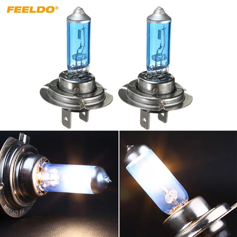 

FEELDO 2Pcs H7 55W 100W 12V Super White Car Headlights Lamp Car Light Source Parking 5000K #AM2029