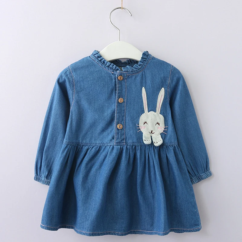 

Girls Rabbits Dress 2018 New Style Children Cartoon Pattern Casual Printed Dress Design 3-7Y Baby Letter Autumn Clothes Dress