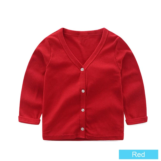 SheeCute Spring Autumn Baby Children Clothing Boys Girls Candy Color Knitted Cardigan Sweater SCH0286 Red