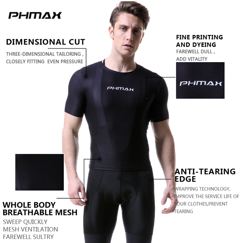 PHMAX Pro циклические базовые слои велосипед одежда сетка для волос Superlight короткий рукав рубашка велосипедов дышащее белье Vélo