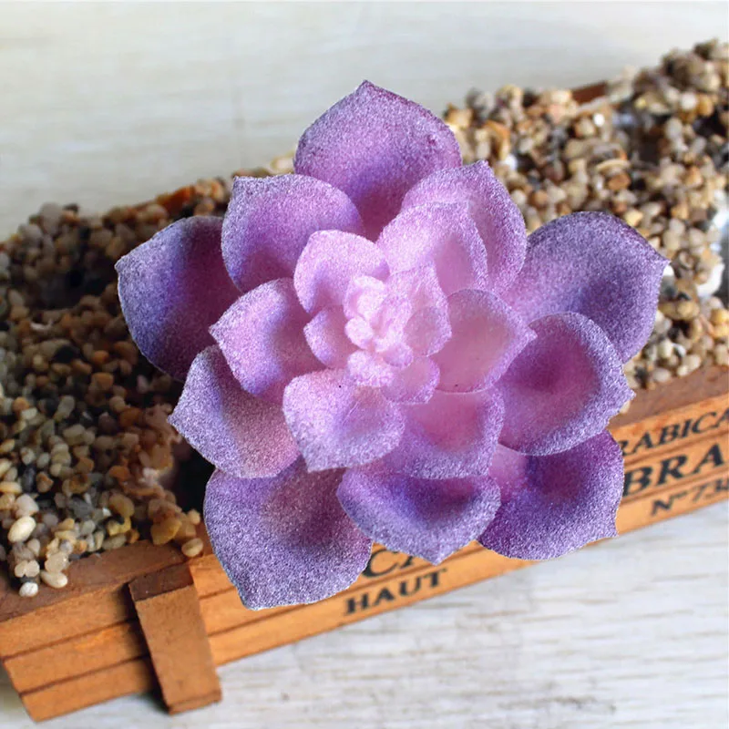 Charming Accessories Flocking DIY Mini Plant Plastic 1pc New Bridal Bouquet Fashion Purple Succulents Flower wall Floral - Цвет: 32