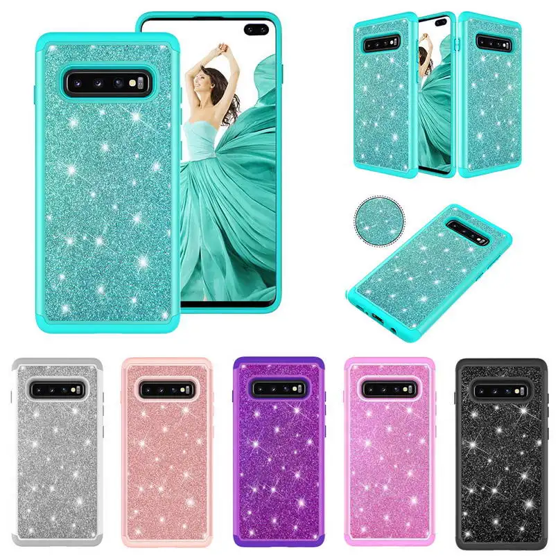 

Phone Cases for Samsung Galaxy S10 Case Bling Glitter Silicone PC Cover for Samsung S10 Plus S10 Lite Heavy Duty Protection Armo