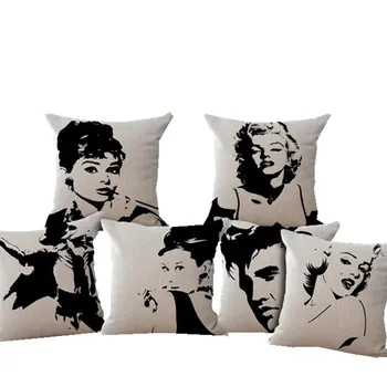

Marilyn Monroe Linen Cotton Cushion Cover Audrey Hepburn Home Decor Pillow Cover Decorative Throw Pillows Pillowcase Pillowsham