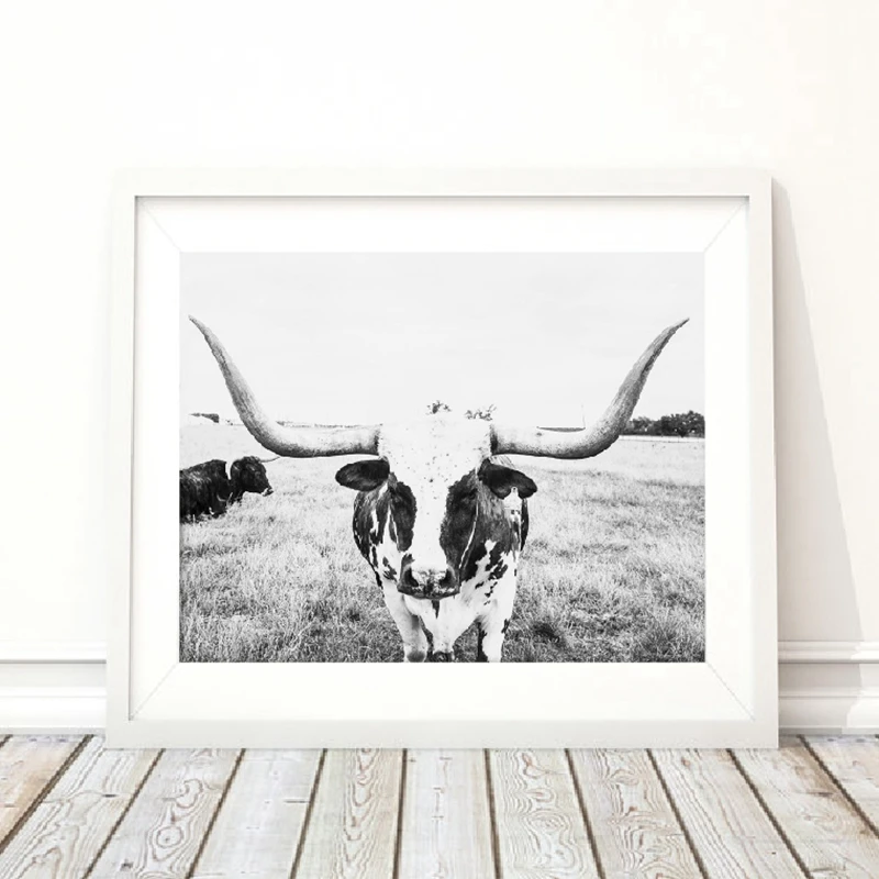 Longhorn Cattle Art Canvas Painting Wall Picture Farm ...