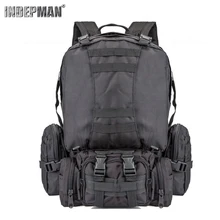 Indepman 600D Nylon Fabric Outdoor Military Molle Tactical Bag Rucksack Backpack 55L Capacity For Climbing Hiking Camping.