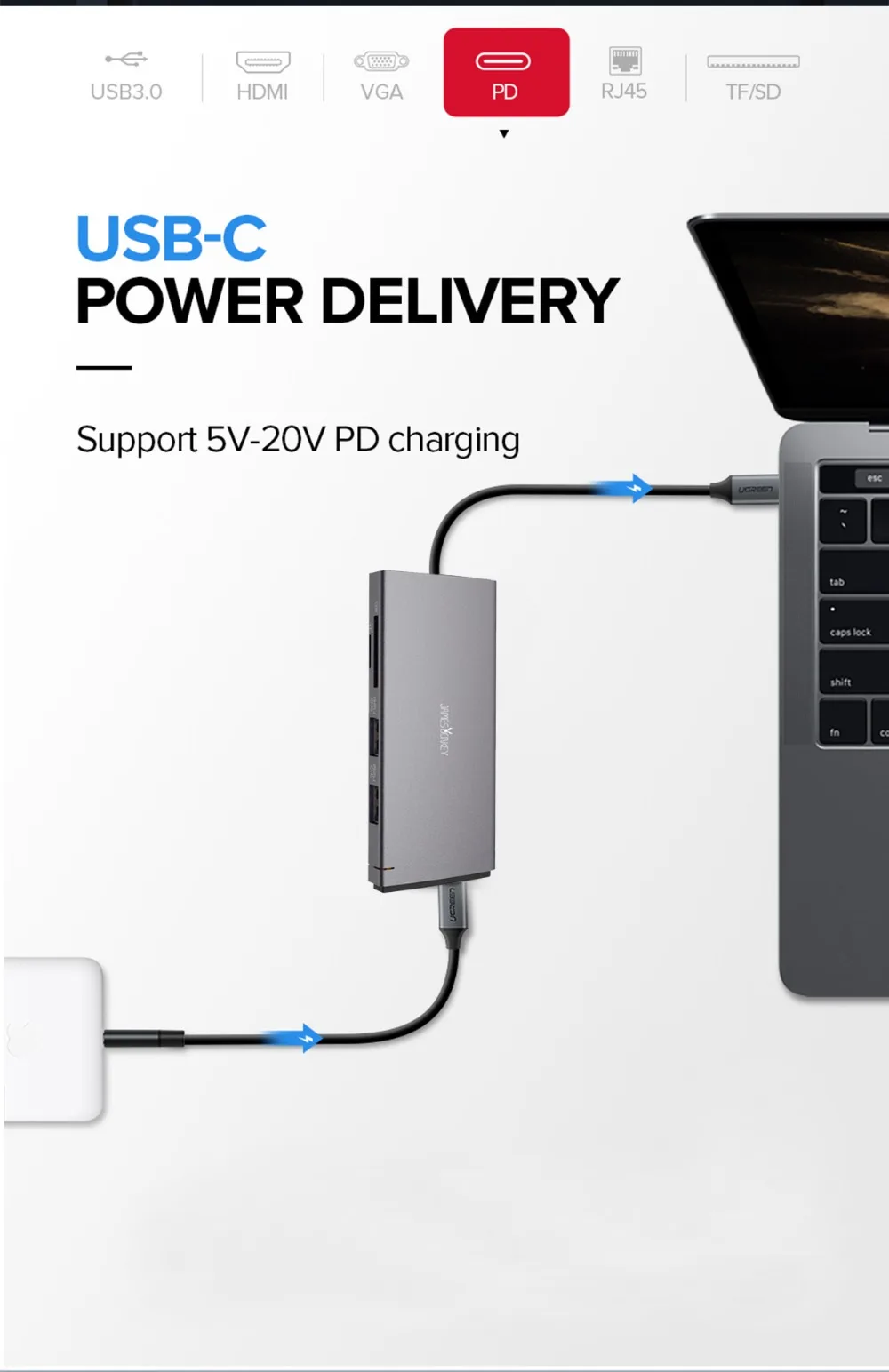 Слог USB C концентратор 10 в 1 USB 3,0 док-станция USB C док-станция для ноутбука USB 3,0 HDMI VGA RJ45 PD Тип C разъем HDMI